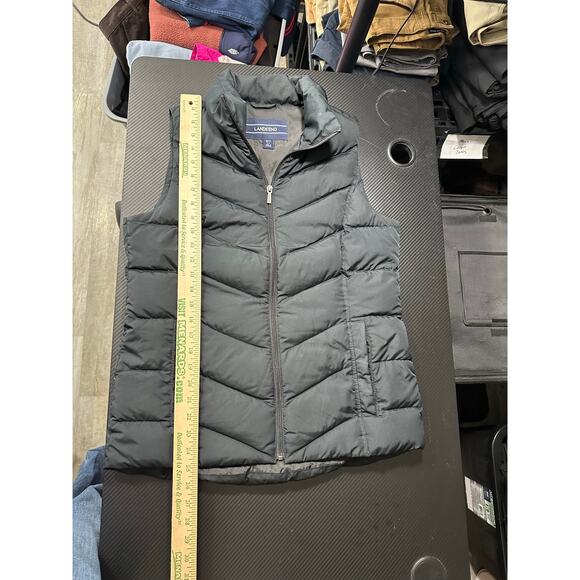Lands End Down Puffer Vest Black Size Small Tall - Picture 5 of 11